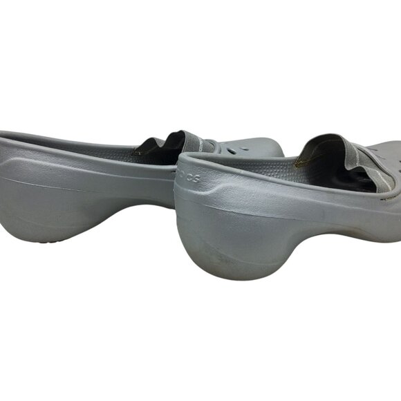 Womens Crocs On A Clock Silver Elastic Banded Classics Shoes - Picture 7 of 8